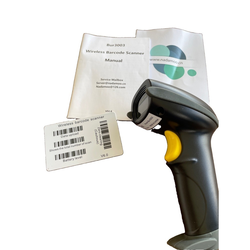 Nadamoo Barcode Scanner Bur 3003 Wireless Cordless Black  New Opened